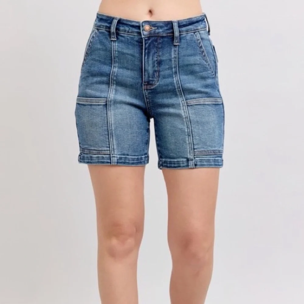 Judy Blue Full Size High Rise Denim Shorts - Picture 1 of 9